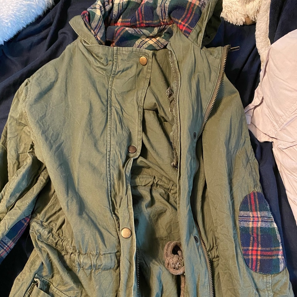 Green and plaid jacket